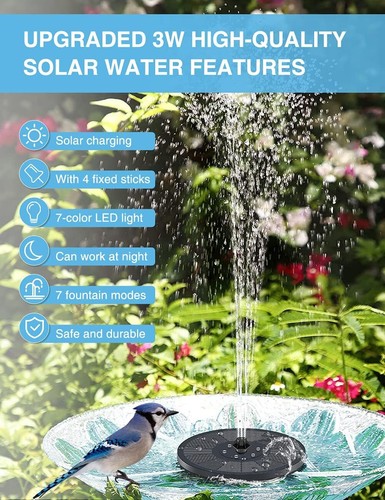 8LED Solar Pumpe mit Akku Teich Brunnen Springbrunnen Fontäne Garten Wasserspiel - Bild 3 von 30