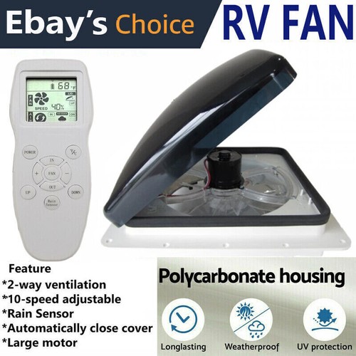 14X14'' 12V RV Roof Vent Air Fan Remote 10 Speed Camper Caravan Van Rain Sensor - Picture 3 of 12