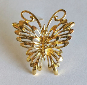 Authentic Vintage Monet Brushed & Polished Gold Plated Openwork Butterfly Brooch/Pin