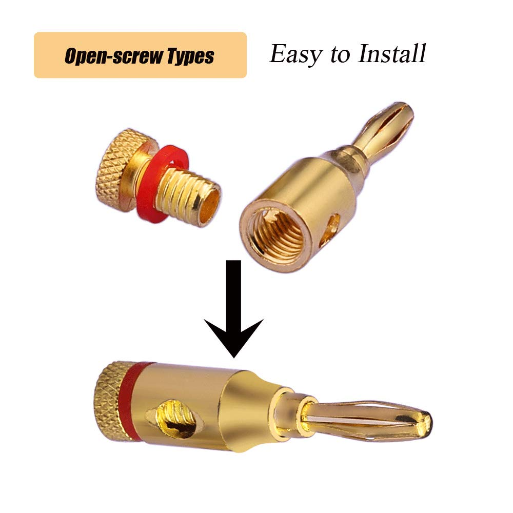 Audio-Speaker Filo Cavo Adattatore Connettore Banana Spina Oro Plateds