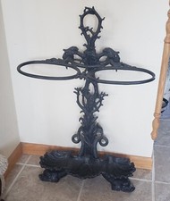 LARGE antique ornate Serpent cast iron figural umbrella cane floor stand holder