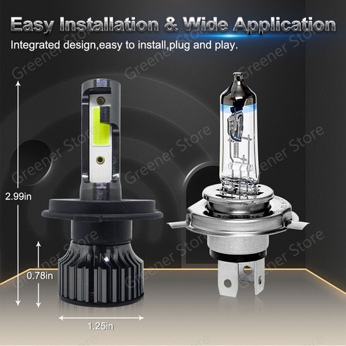 2X 55W 20000LM H4 Car LED High/Low Dual Beam Headlight Lamps Bulbs White 6000K - Picture 2 of 12