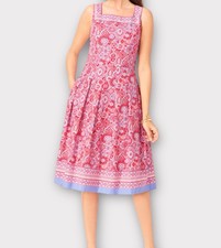 Talbots Women’s Medallion Dress Size 12 Paisley Fit Flare Pleated Feminine NWT