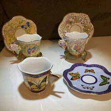 Formalities by Baum Bros 3 Vintage Butterfly Demitasse  Tea Cups And Saucers