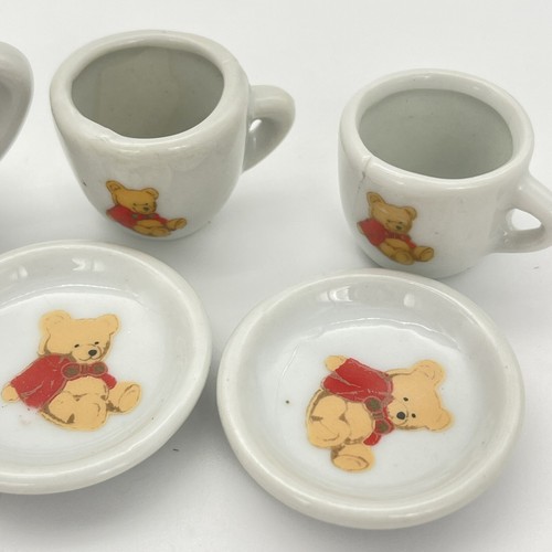 VTG Battat Teddy Bear 7 pc Miniature Porcelain Tea Set Cups Saucers Pot Creamer - Picture 11 of 12