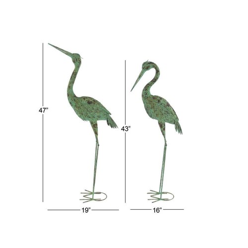 Extra Tall Crane Pair Garden Sculpture Set of 2 Large Metal Herons Yard Statues - Picture 3 of 14