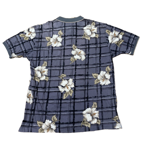 BAMBOO CAY Golf Polo Shirt Men L Chevy Chase Country Club CA Preppy Check Floral - Picture 2 of 23