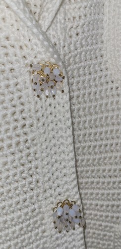 CYNTHIA STEFFE Loose Knit Cardigan, 4 Pocket, Gorgeous Seed Pearl Buttons, Sz M - Picture 3 of 12