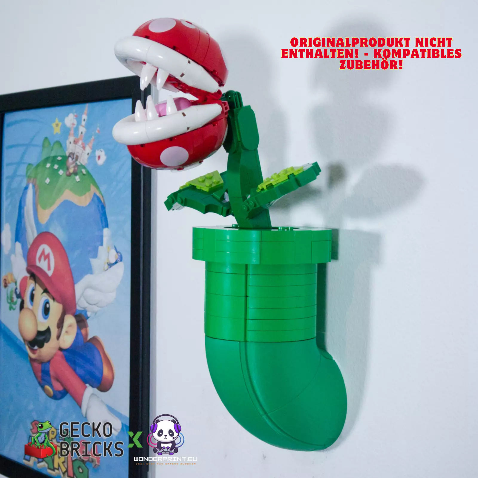 Wandhalterung Halter Halterung passend für LEGO® Mario Piranha Pflanze 71426