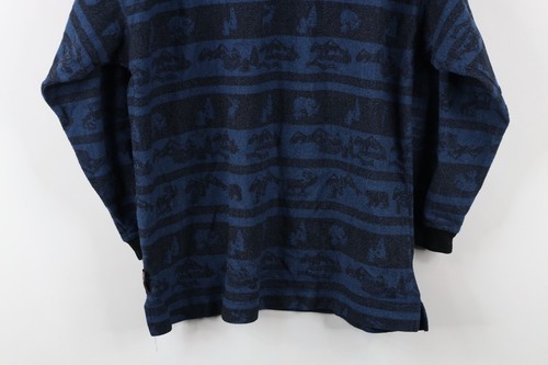 Vintage 90s Streetwear Boys Large Faded Animal Fleece Collared Polo Sweater - Picture 11 of 11