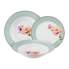 AMBITION Geschirrset 6 Personen Tafelservice Tellerset Porzellan Flores 18 Tlg.