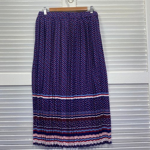 Marcs Skirt Size 14 Blue Pleated Long Lined Elastic Waist - Picture 5 of 8