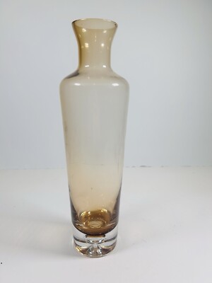 Krosno Green Vase Hand blown Olive Decanter Mid Century Modern Bubble Vtg Poland
