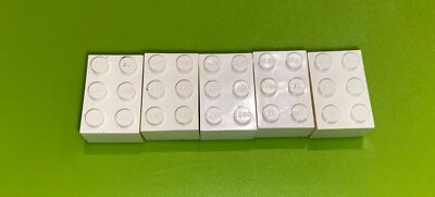 5x Vintage 50er Jahre Lego weiße Steine 2x3 Noppen zum Patent angemeldet