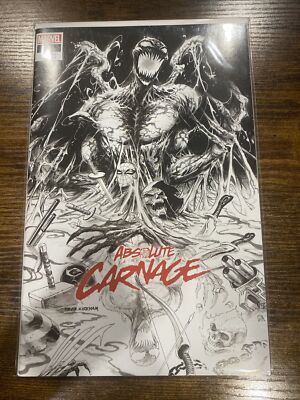 ABSOLUTE CARNAGE #1 * NM+ * Tyler Kirkham Black & White Sketch Trade Variant B&W