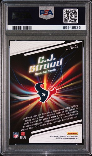 2023 Donruss Optic CJ STROUD Light It Up Rookie #LUCS C.J. RC Texans PSA 10 - Picture 2 of 4