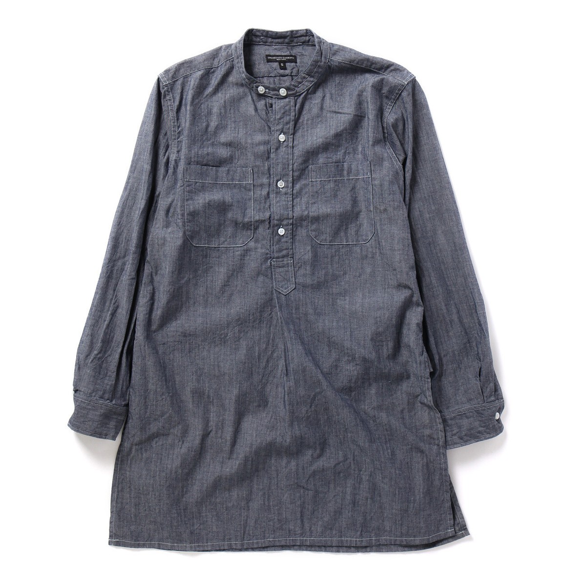 ENGINEERED GARMENTS Banded Collar Long Shirt - Cone Chambray ENGINEERED GARMENTS Banded Collar Long Shirt - Cone Chambray