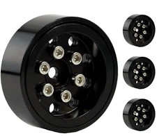 NEW 1.0" SCX24 Aluminum Beadlock Wheels 1/24 Bronco C10 Jeep Black