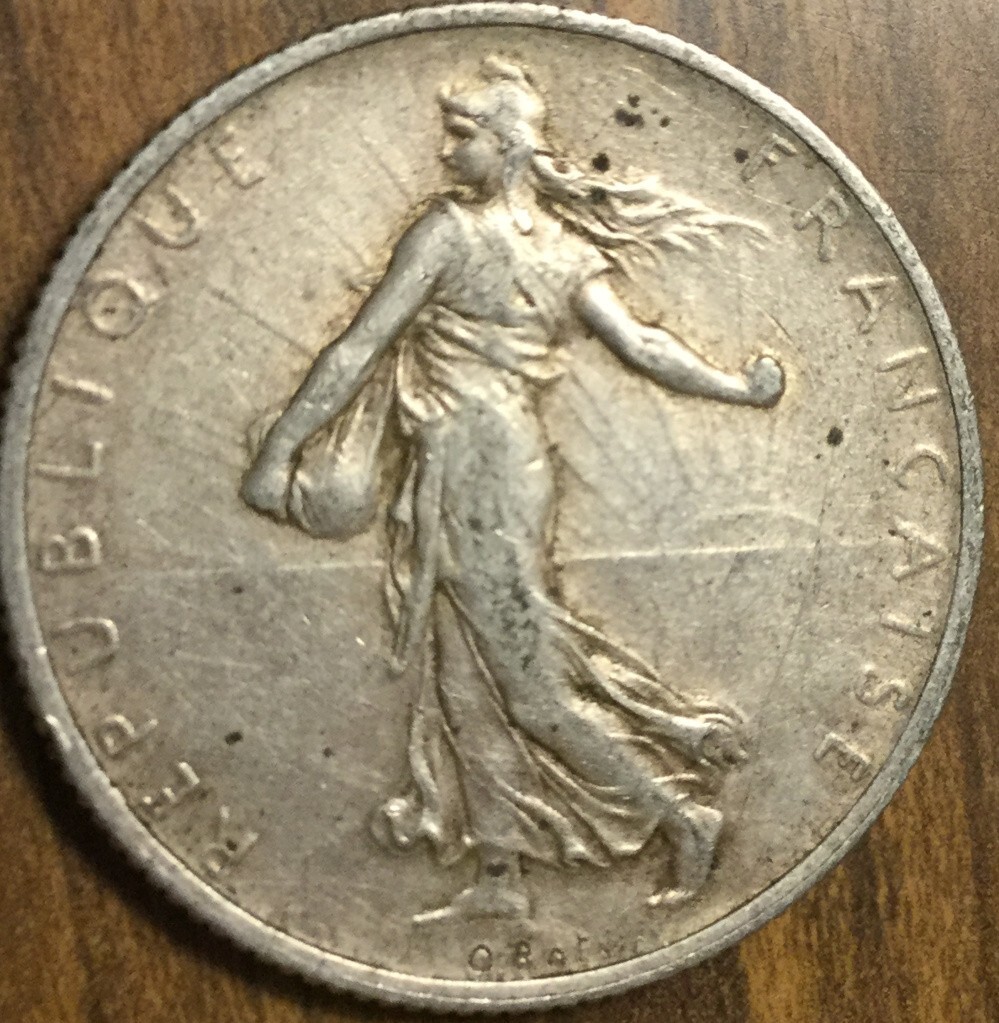 3*t様 1915年1918年フランス 2フラン 銀貨　2枚セット フランス 1918年 2フラン 銀貨 France 2 Francs silver