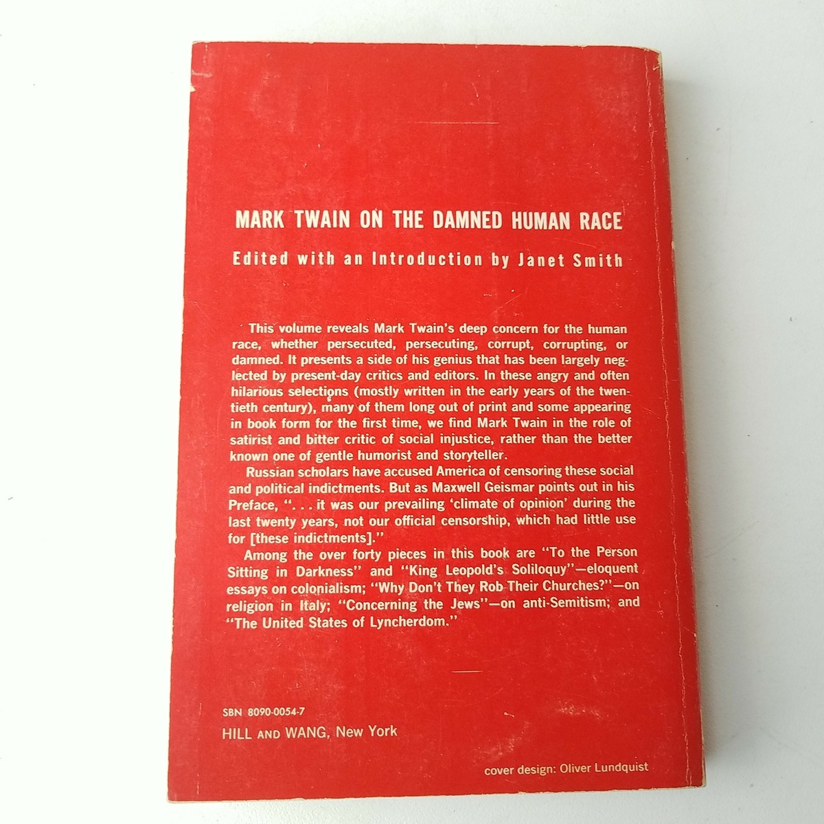 On The Damned Human Race by Mark Twain 1962 Hill And Wang