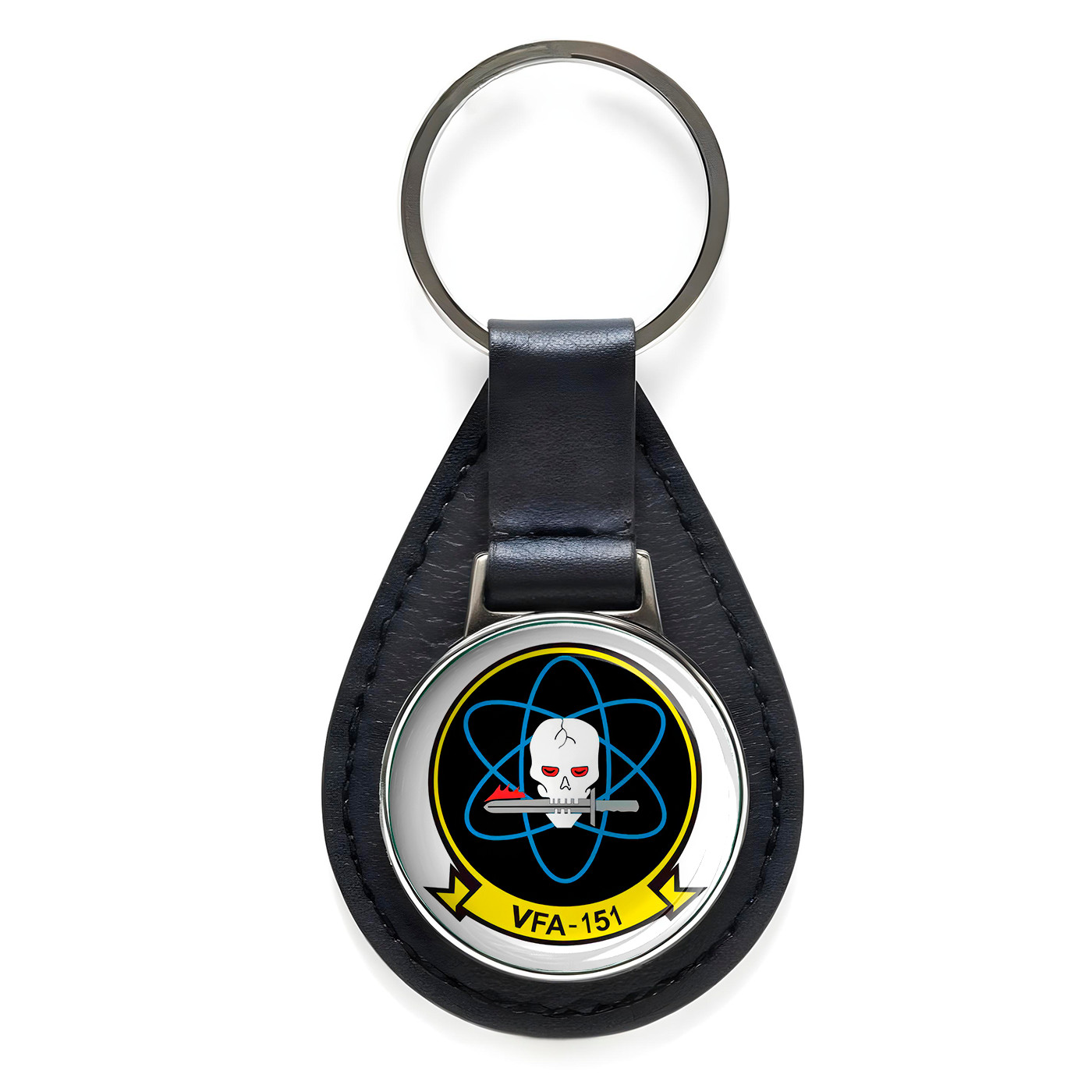 VFA-151 'Vigilantes' Black Leather Keychain Silver Keyring Military Gift