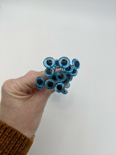 Lot 15 Pairs Antique Blue Glass Doll Eyes on Wire 1/2" Bear Taxidermy Decoy - Picture 2 of 2