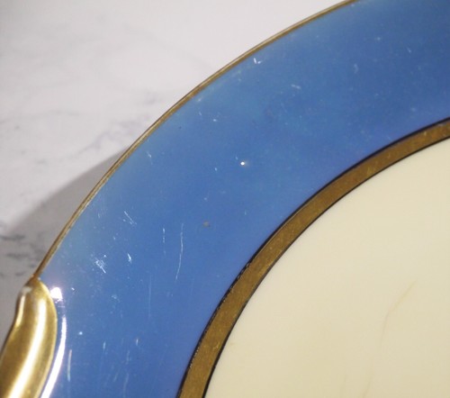 Old Noritake art deco cake plate flower crest blue luster 1921-1941 vintage - Picture 10 of 10
