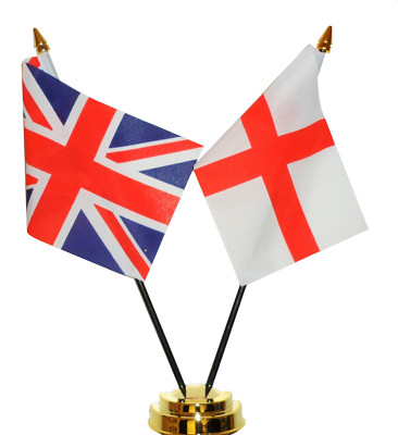 Vereinigtes Königreich & England Doppelte Freundschaft Tisch Flagge Set