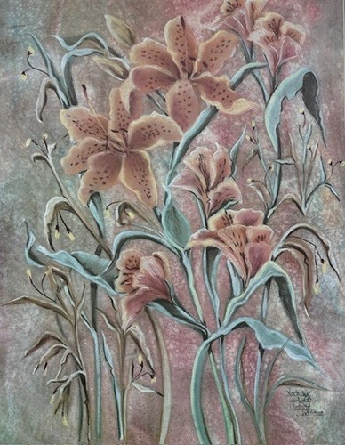Natalie Dorf "Floral" Firmado a Mano y # Enmarcado Lito Impresionista Lirio Arte Nuevo - Imagen 2 de 4