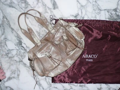 Sac à main ABACO vintage, cuir vieilli, strass, BE - Photo 1/3
