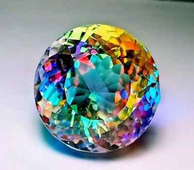 AAA+ 50 Ct+ Natural Mystic Topaz Rainbow Color ROUND Cut Certified Gemstone