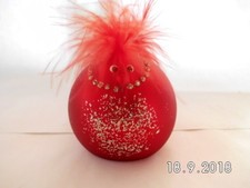 Tischdeko Huhn rot aus Glas, Weihnachten, handarbeit, Deko Henne