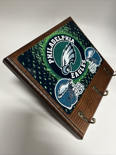 Philadelphia Eagles Rustic Wood Key Holder Man Cave Office wall decor - Picture 3 of 4