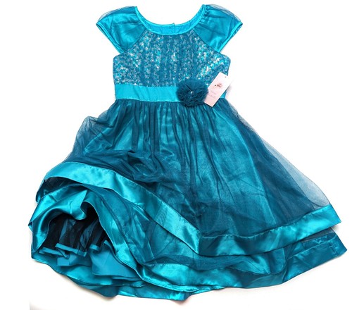 Jona Michelle Girl's Evening Holliday Dress - Teal - Size 12 (e181-c) - Picture 1 of 2