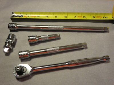 MATCO  SILVER EAGLE 3/8'' DRIVE 5-PC Ratchet 3- Extensions and Universal SET New