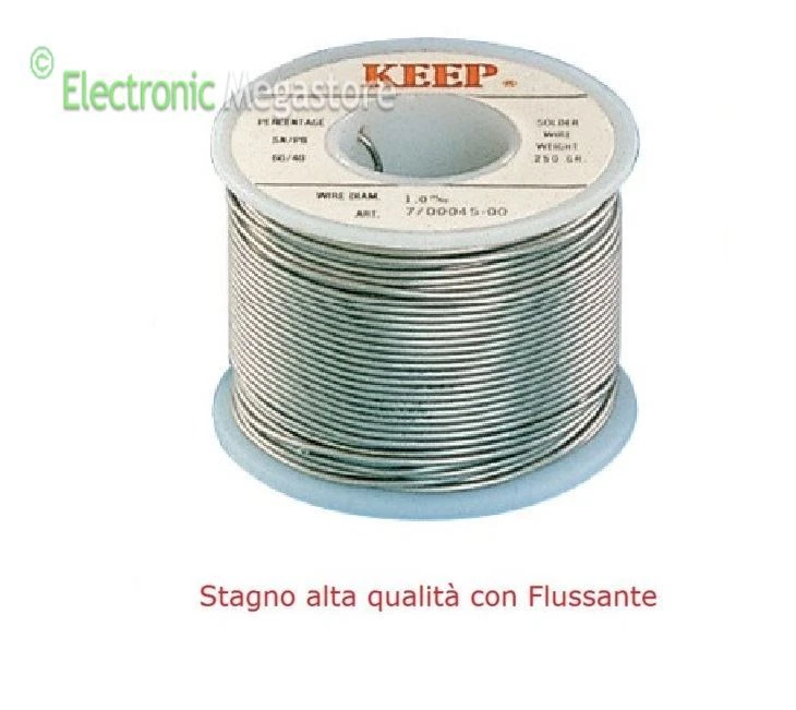 STAGNO PER SALDARE 250 GR SPESSORE 0,7mm ALATA QUALITà NO-CLEAN 60%Sn 40%Pb