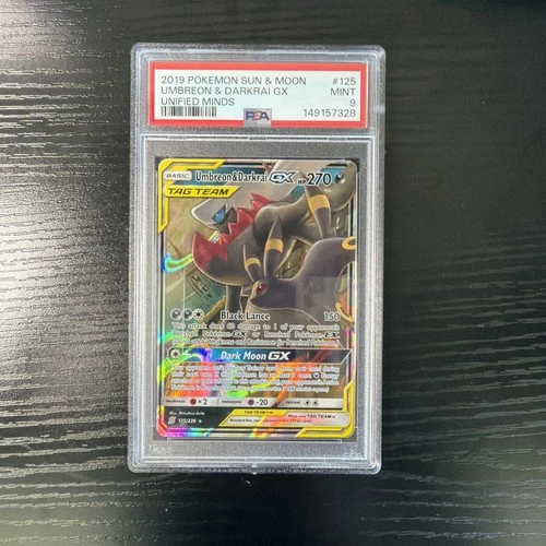 2019 POKEMON SUN & MOON UNIFIED MINDS #125 UMBREON & DARKRAI GX PSA 9