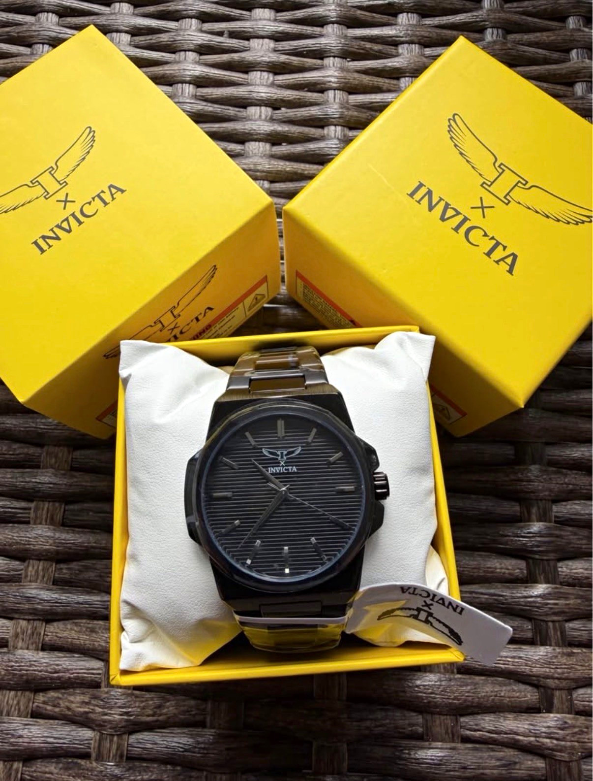 Invicta Specialty Men’s 44mm Quartz Black Dial Black Steel Bracelet Box#9