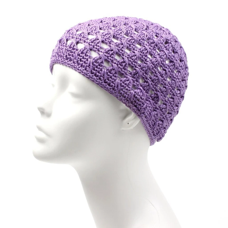 Copricapo crochet cappello uncinetto in maglia da donna taglia unica elastico - Immagine 4 di 4