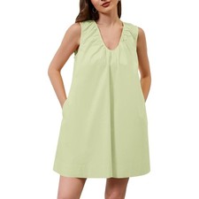 Scoop Neck Babydoll Cute Mini Dress, Small, 4I-203D001