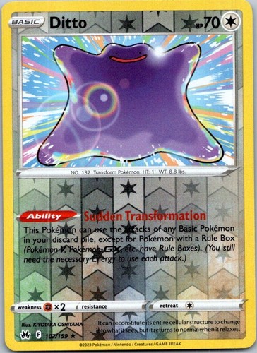 Ditto - REVERSE Holo Rare - Crown Zenith - 107/159 -  NM/M