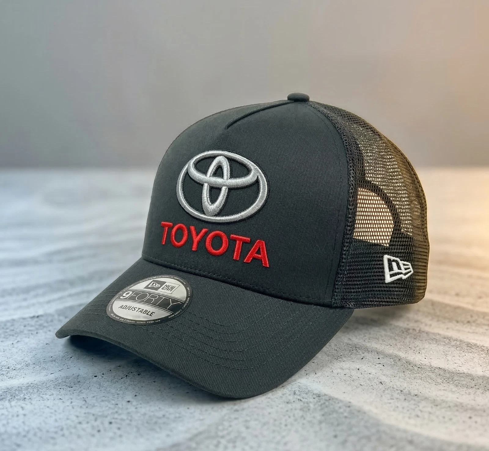 9FORTY Toyota Embroidered Logo Trucker Hat Black Mesh Cap Men's Racing