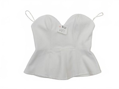 Zara Weiß Jeans Korsett Bustier Schößchen Top Bluse Gr. S Neu