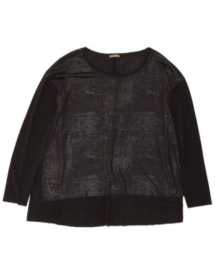 Zara Damen Loose Fit Top Langarm UK 14 Medium Schwarz Geometrisches Muster DH01