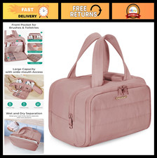 Lightweight Travel Toiletry Bag - Large Wide-Open Makeup Organizer with Handle,