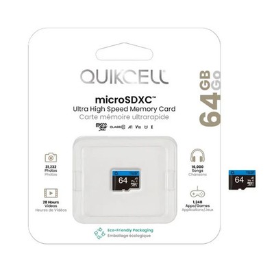 Quikcell Ultra High Speed MEMORY CARD 64GB microSDXC Black Vault