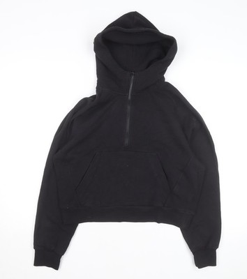 Athleta Damen Pullover Sweatshirt schwarz 1/2 Reißverschluss Kapuze Größe S