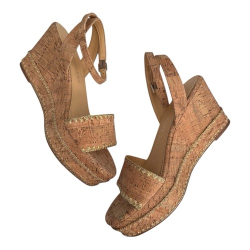 Jack Rogers Flagler Stitch Wedge Sandal in Cork and Gold Women’s 9 - Picture 6 of 9