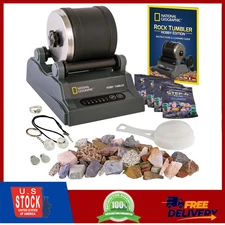National Geographic Rock Tumbler Kit Hobby Edition with Gemstones Polishing Grit
