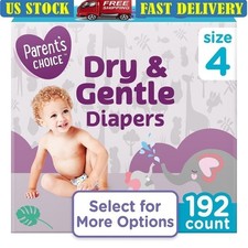 Gentle Hypoallergenic Diapers Size 4 W/ DryNOW Channels 192 Count Leak Resistant